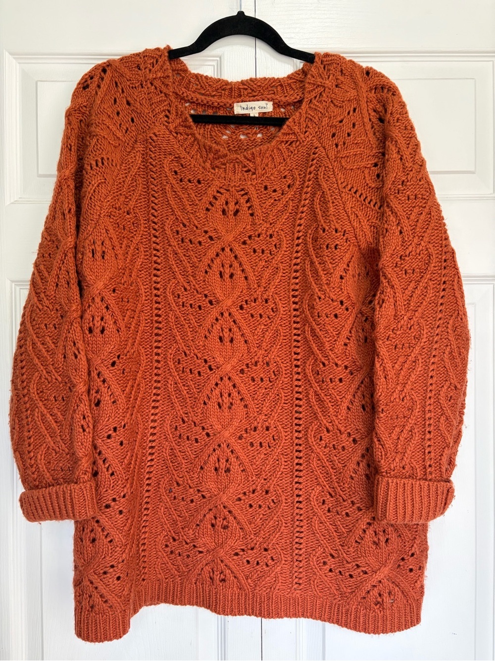indigo soul Open-Weave Knit Sweater - Rust